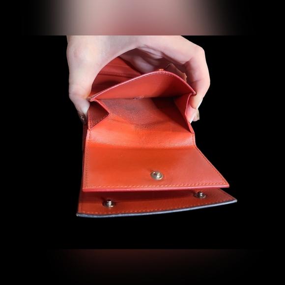 Celine Tan Leather Trifold Wallet with Silver Accents Orangish Red Interior - Picture 6 of 6